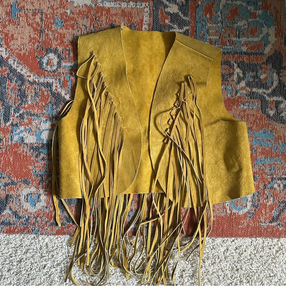 Leather Suede Fringe Vest